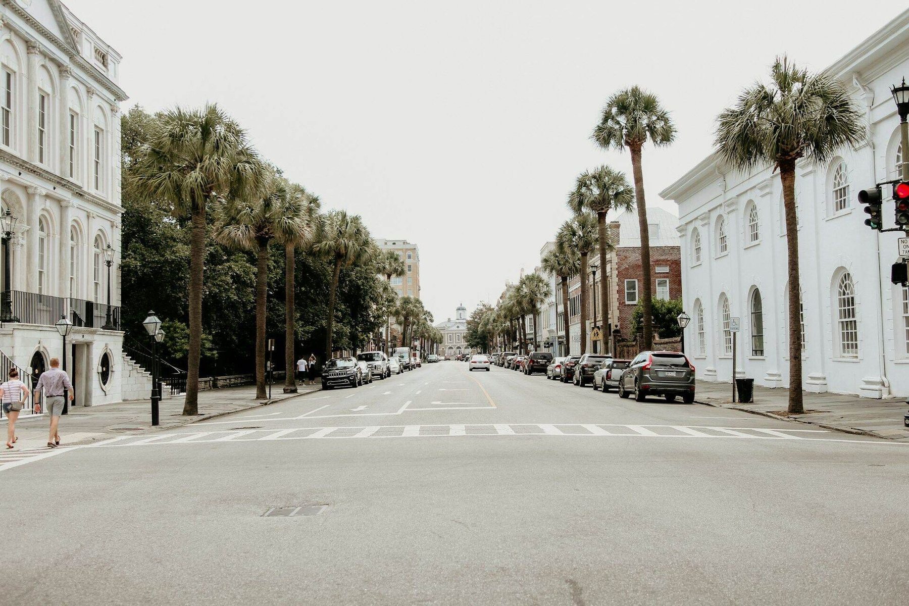 Broad Street on the Charleston peninsula under live oaks