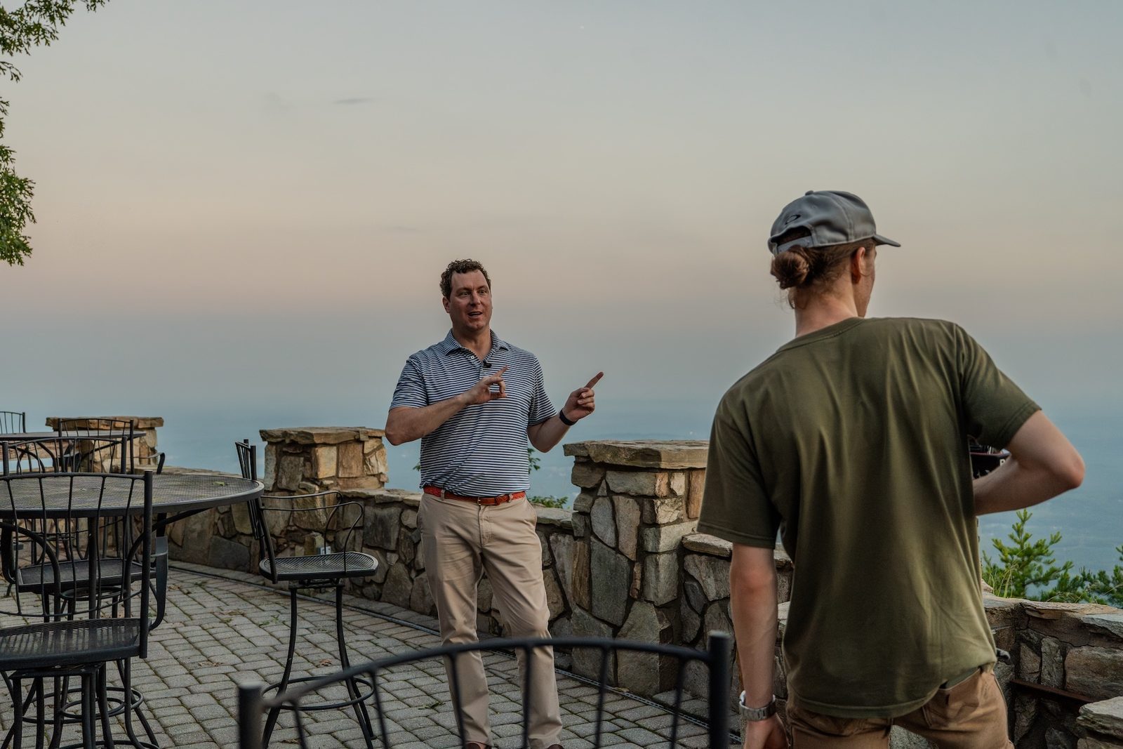 Damian Hall directing an evening property shoot